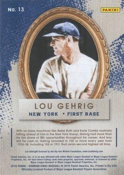 2016 Panini Diamond Kings #13 Lou Gehrig Back