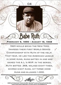 2016 Leaf Babe Ruth Collection #04 Babe Ruth Back