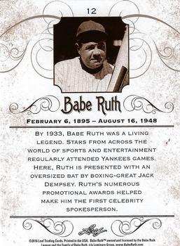 2016 Leaf Babe Ruth Collection #12 Babe Ruth / Jack Dempsey Back