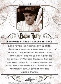 2016 Leaf Babe Ruth Collection #13 Babe Ruth Back