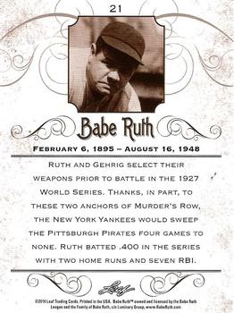 2016 Leaf Babe Ruth Collection #21 Babe Ruth Back