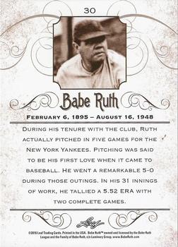 2016 Leaf Babe Ruth Collection #30 Babe Ruth Back