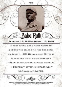 2016 Leaf Babe Ruth Collection #33 Babe Ruth Back