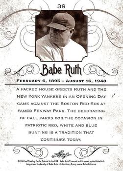 2016 Leaf Babe Ruth Collection #39 Babe Ruth Back