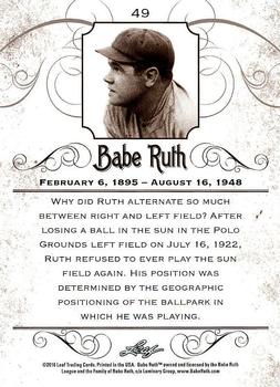 2016 Leaf Babe Ruth Collection #49 Babe Ruth Back