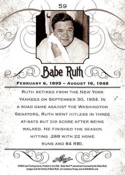 2016 Leaf Babe Ruth Collection #59 Babe Ruth Back