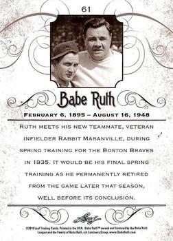 2016 Leaf Babe Ruth Collection #61 Babe Ruth / Rabbit Maranville Back