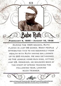 2016 Leaf Babe Ruth Collection #63 Babe Ruth Back