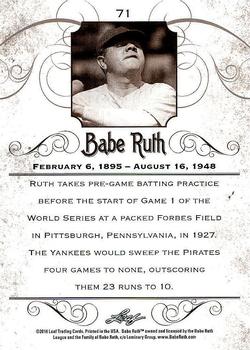 2016 Leaf Babe Ruth Collection #71 Babe Ruth Back