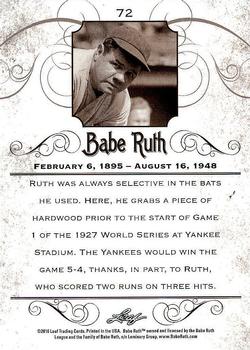 2016 Leaf Babe Ruth Collection #72 Babe Ruth Back