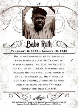 2016 Leaf Babe Ruth Collection #78 Babe Ruth Back