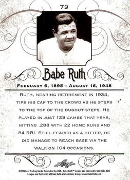 2016 Leaf Babe Ruth Collection #79 Babe Ruth Back