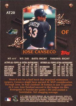 2000 Topps - Limited All-Topps #AT20 Jose Canseco  Back