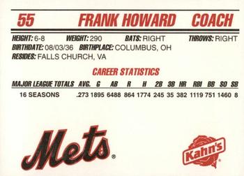 1995 Kahn's New York Mets #NNO Frank Howard Back