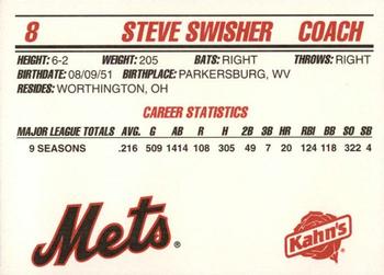 1995 Kahn's New York Mets #NNO Steve Swisher Back