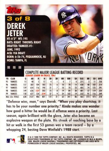 2000 Topps - Oversize Series 1 #3 Derek Jeter Back