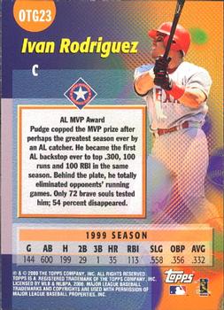 2000 Topps - Own the Game #OTG23 Ivan Rodriguez Back
