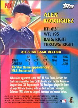 2000 Topps - Perennial All-Stars #PA9 Alex Rodriguez Back