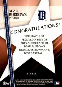 2015 Bowman's Best - Best of 2015 Autographs Atomic Refractors #B15-BEB Beau Burrows Back
