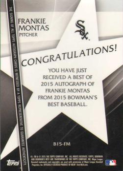 2015 Bowman's Best - Best of 2015 Autographs Green Refractors #B15-FM Frankie Montas Back