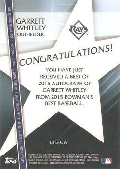 2015 Bowman's Best - Best of 2015 Autographs Green Refractors #B15-GW Garrett Whitley Back