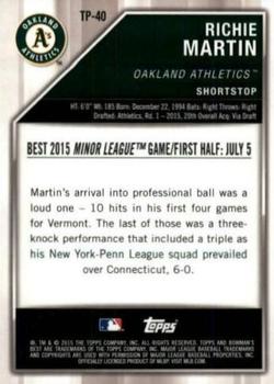 2015 Bowman's Best - Top Prospects Green Refractors #TP-40 Richie Martin Back