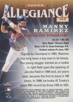 2000 Topps Chrome - Allegiance #TA9 Manny Ramirez  Back