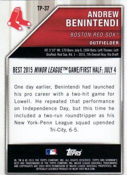 2015 Bowman's Best - Top Prospects Refractors #TP-37 Andrew Benintendi Back