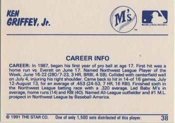 1991 Star Home Run #38 Ken Griffey Jr. Back