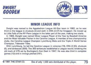 1991 Star Home Run #79 Dwight Gooden Back