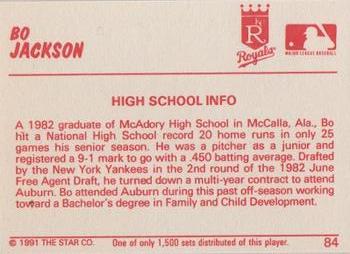 1991 Star Home Run #84 Bo Jackson Back