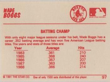 1991 Star Home Run #97 Wade Boggs Back
