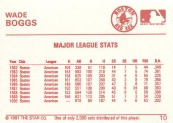 1991 Star Silver #10 Wade Boggs Back