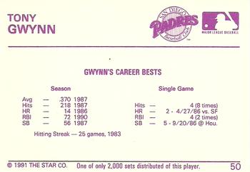 1991 Star Silver #50 Tony Gwynn Back