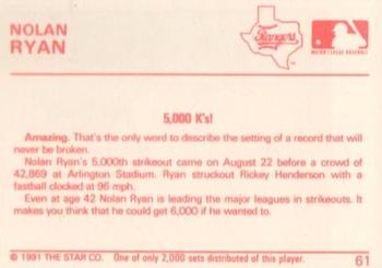 1991 Star Silver #61 Nolan Ryan Back