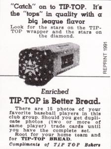 1991 1947 Tip-Top Reprint #NNO Del Rice Back