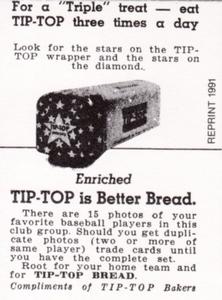 1991 1947 Tip-Top Reprint #NNO Birdie Tebbetts Back