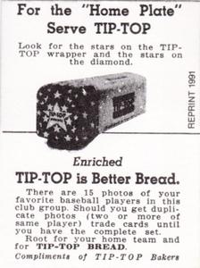 1991 1947 Tip-Top Reprint #NNO Ernie Bonham Back