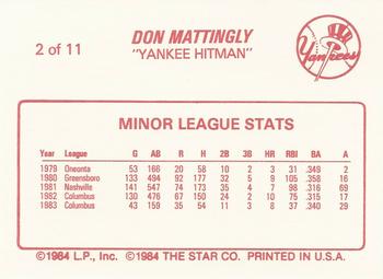 1988 Star Don Mattingly #2 Don Mattingly Back