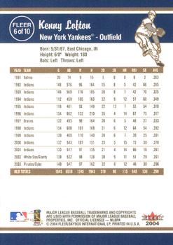 2004 Fleer Tradition Daily News New York Yankees #6 Kenny Lofton Back