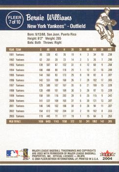 2004 Fleer Tradition Daily News New York Yankees #7 Bernie Williams Back