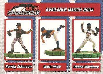 2004 Topps - MLB Sportsclix Ads #NNO Randy Johnson / Mark Prior / Pedro Martinez Front