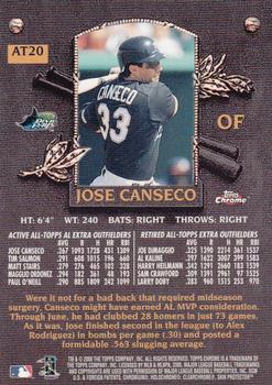 2000 Topps Chrome - All-Topps #AT20 Jose Canseco  Back