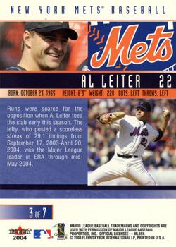 2004 Fleer New York Mets Commemorative #3 Al Leiter Back