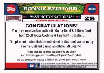 2008 Topps Updates & Highlights - Relics #RR-RB Ronnie Belliard Back