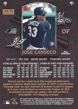 2000 Topps Chrome - All-Topps Refractors #AT20 Jose Canseco  Back