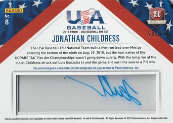 2015 Panini USA Baseball - 15U National Team Jerseys Signatures #8 Jonathan Childress Back