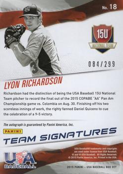 2015 Panini USA Baseball - 15U National Team Signatures #18 Lyon Richardson Back