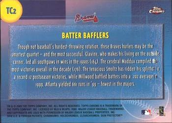 2000 Topps Chrome - Combos #TC2 Batter Bafflers (Tom Glavine / John Smoltz / Greg Maddux / Kevin Millwood)  Back