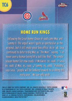 2000 Topps Chrome - Combos #TC6 Home Run Kings (Sammy Sosa / Mark McGwire)  Back